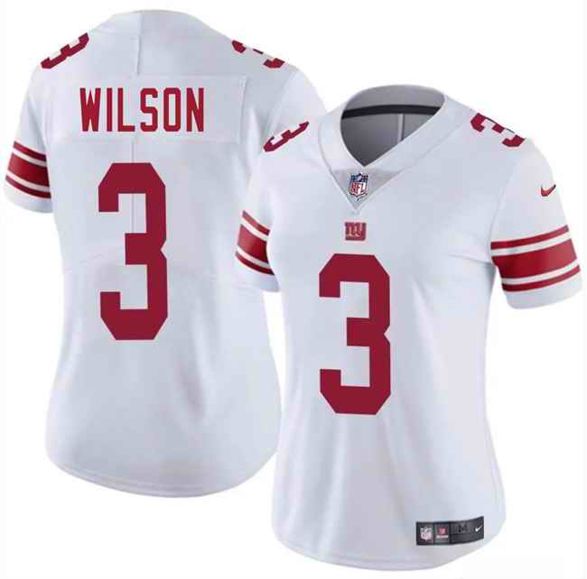 Women's New York Giants #3 Russell Wilson White 2025 Vapor Stitched Jersey(Run Small)